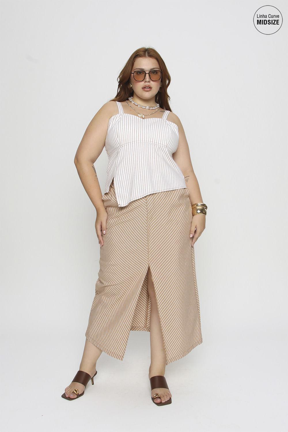 BLUSA LISTRADA MAIS GATA OCRE