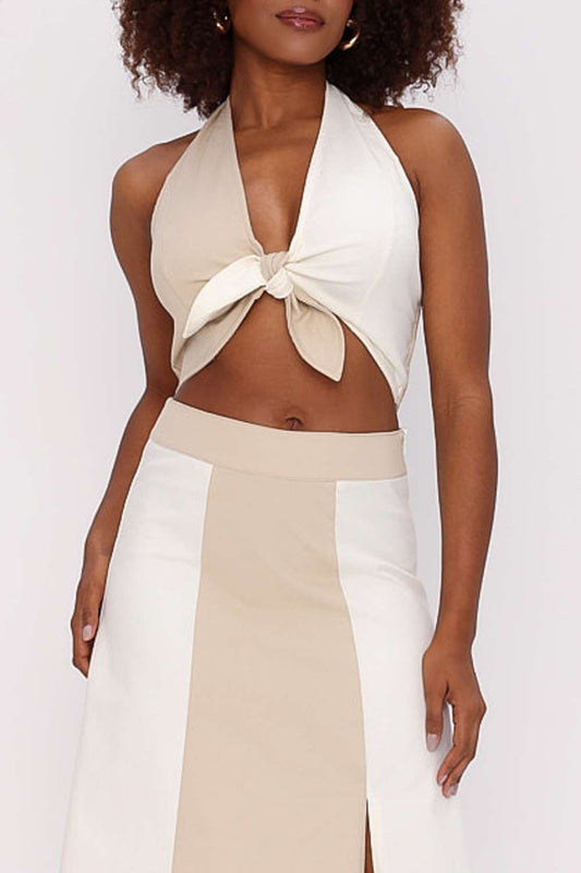 SAIA CONJUNTO BICOLOR OFF WHITE