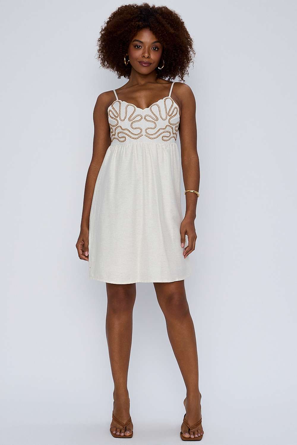 VESTIDO SOLTO BORDADO LIVRE NATURAL