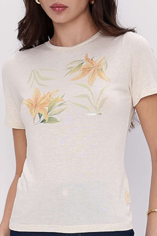 T SHIRT LINHO ISLAND BLOOMS NATURAL