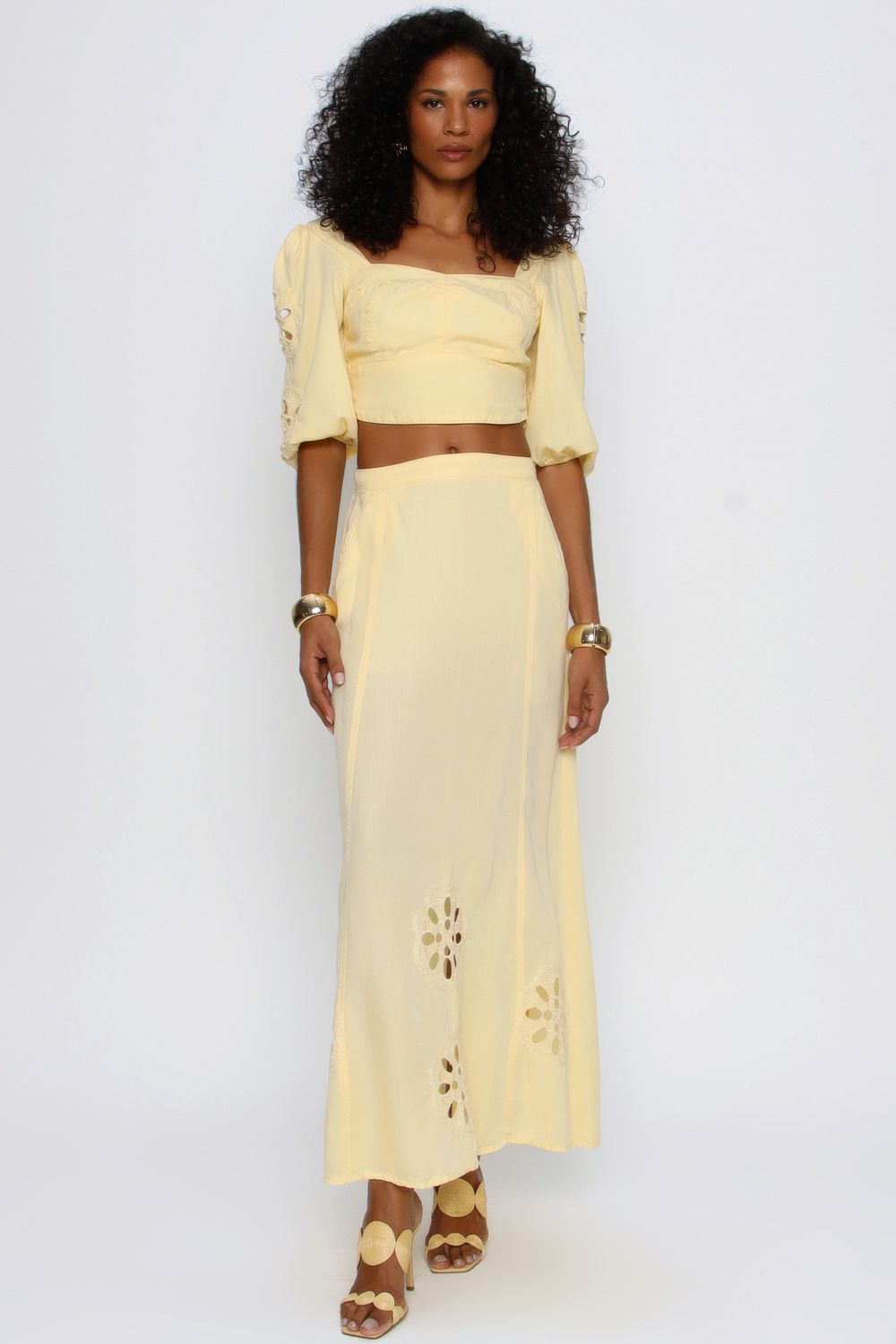 SAIA MIDI LIOCEL AMARELO CELESTIAL