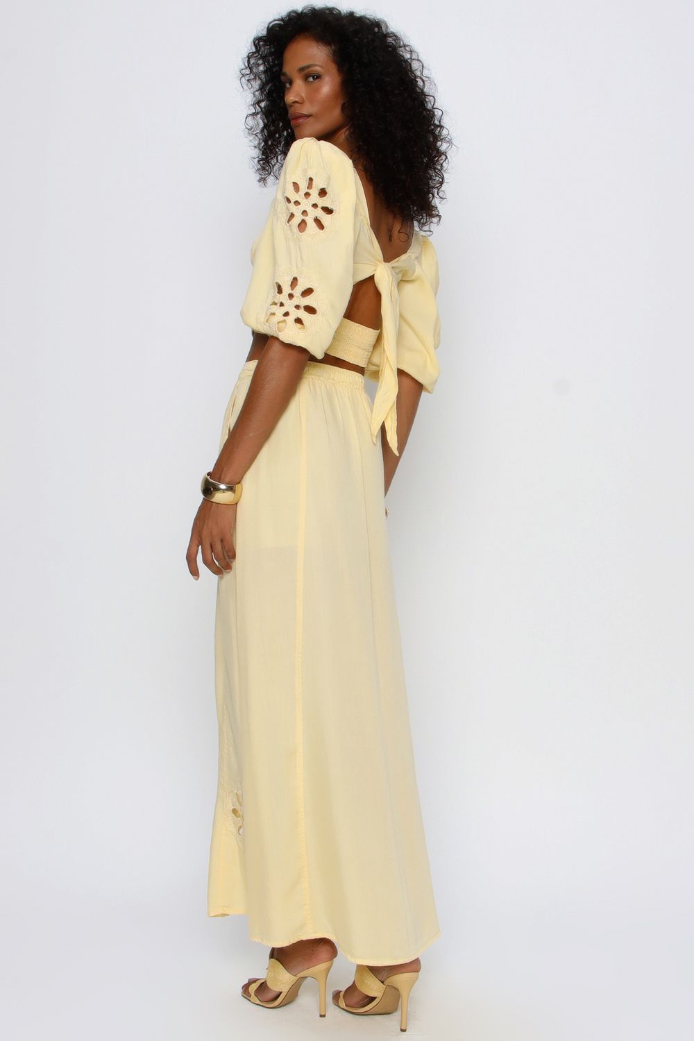 SAIA MIDI LIOCEL AMARELO CELESTIAL