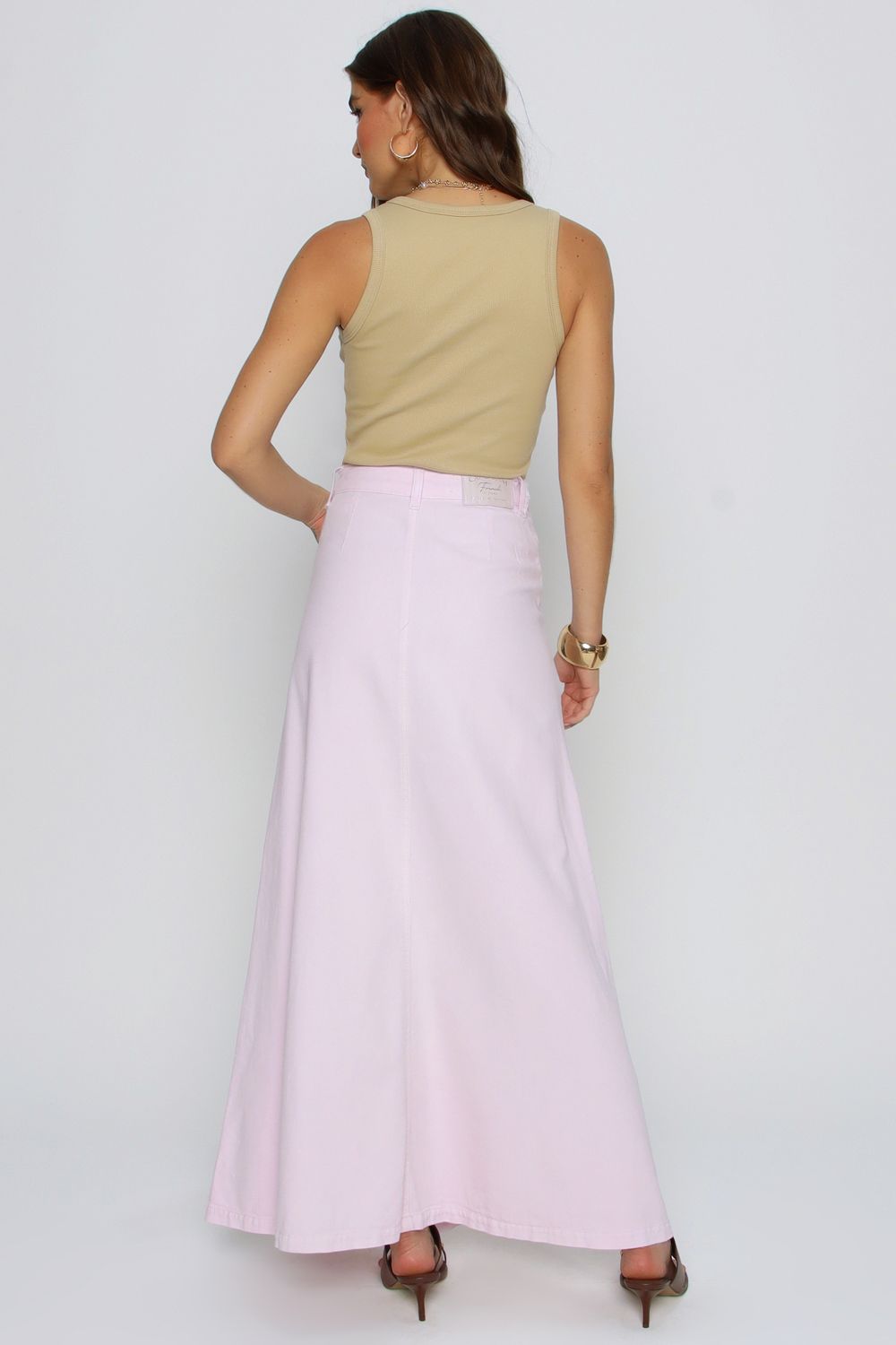 SAIA MIDI DE SARJA ROSA