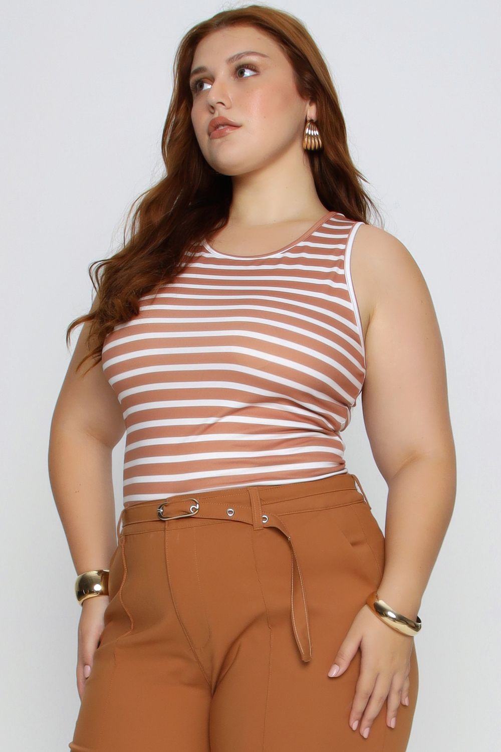 REGATA LISTRADA MAIS GATA OCRE