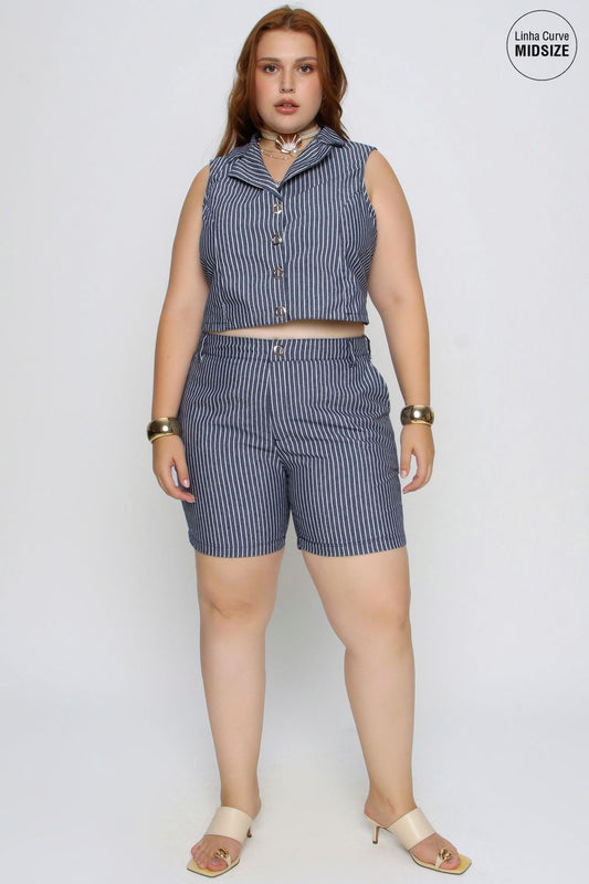 Shorts Listrado Mais Gata MARINHO