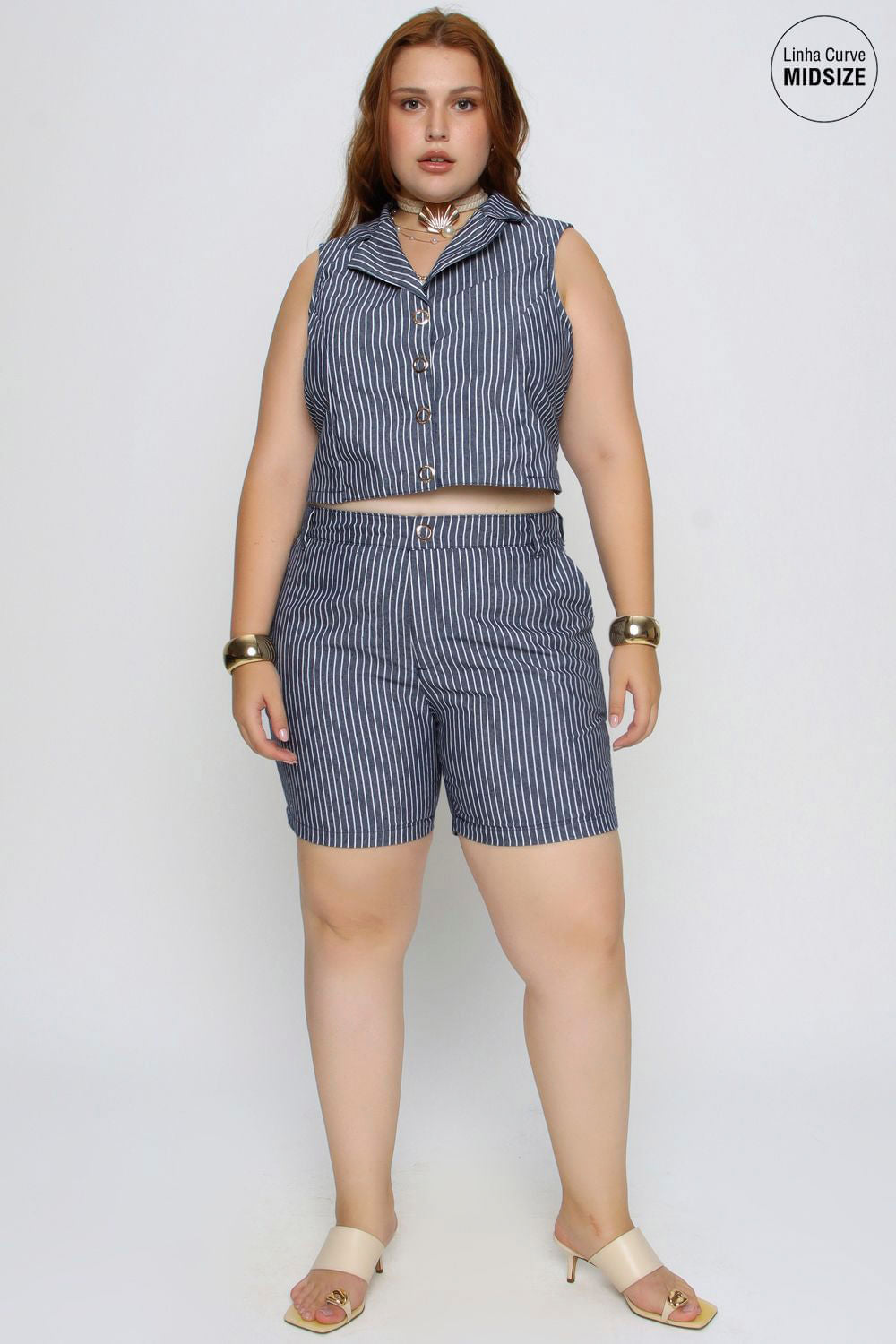 Shorts Listrado Mais Gata MARINHO