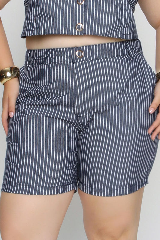 Shorts Listrado Mais Gata MARINHO