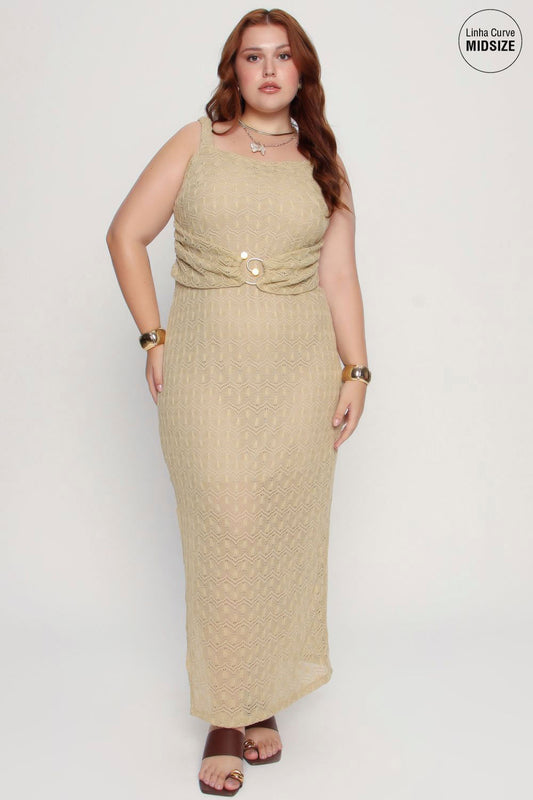 Vestido Jus Crochet Mais Gata BEGE