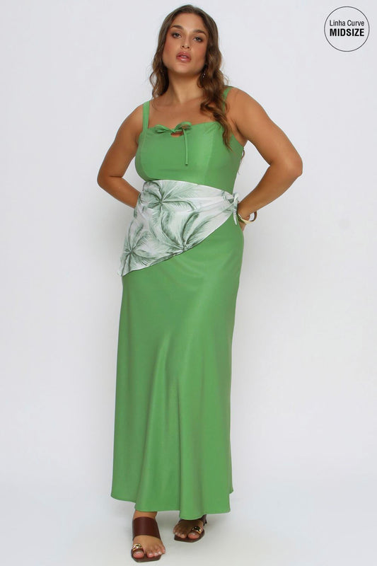 Vestido Solto Lari Mais Gata VERDE OLIVA NATURAL