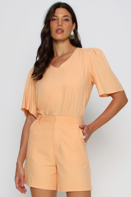BLUSA AMPLA LINHO PEACH FUZZ
