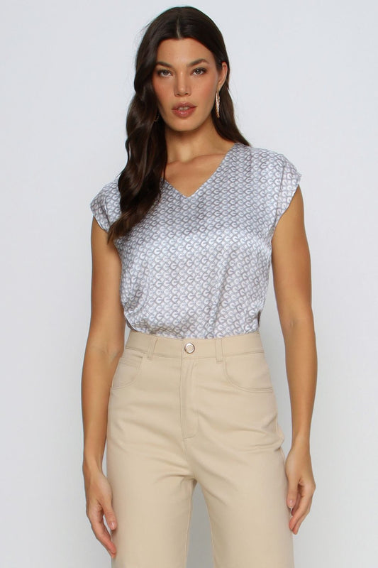 BLUSA AMPLA LOGOMANIA BEGE