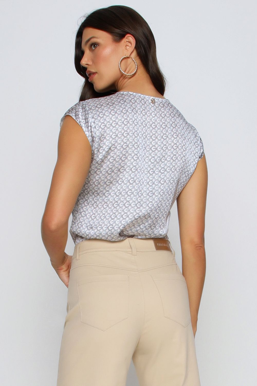 BLUSA AMPLA LOGOMANIA BEGE