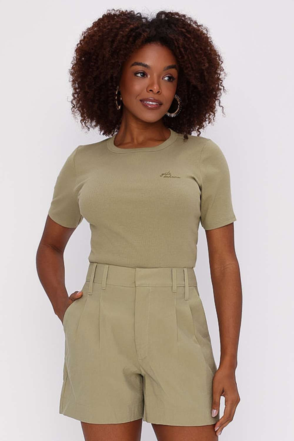 T SHIRT BASICA VERDE CANA