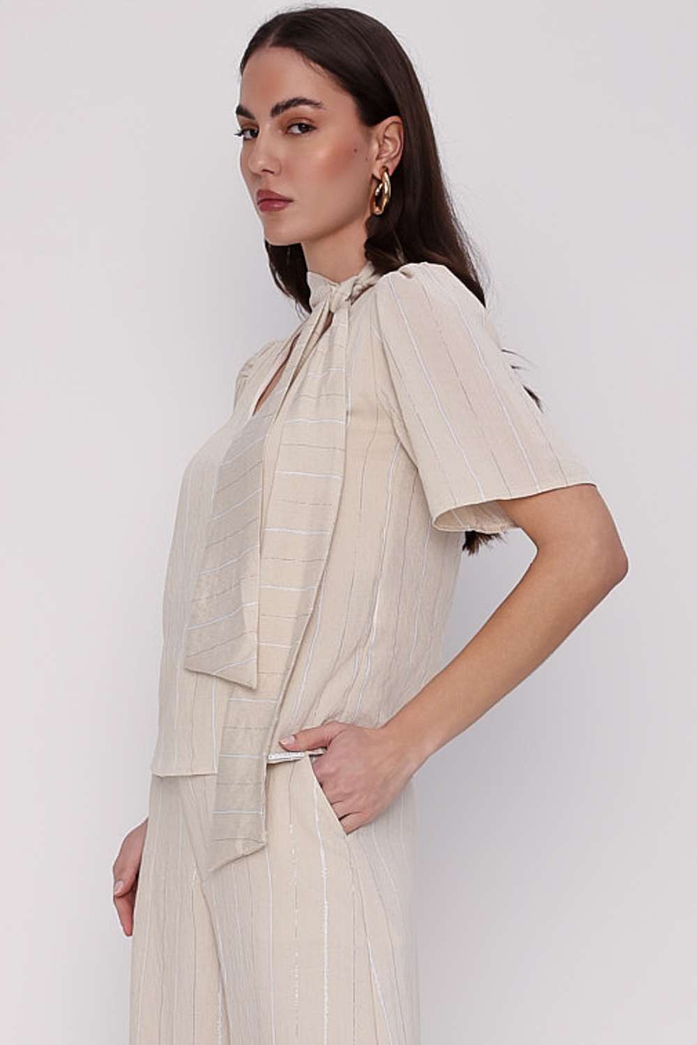 BLUSA AMPLA STRIPE CREME