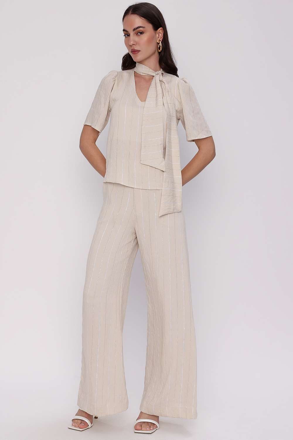 BLUSA AMPLA STRIPE CREME