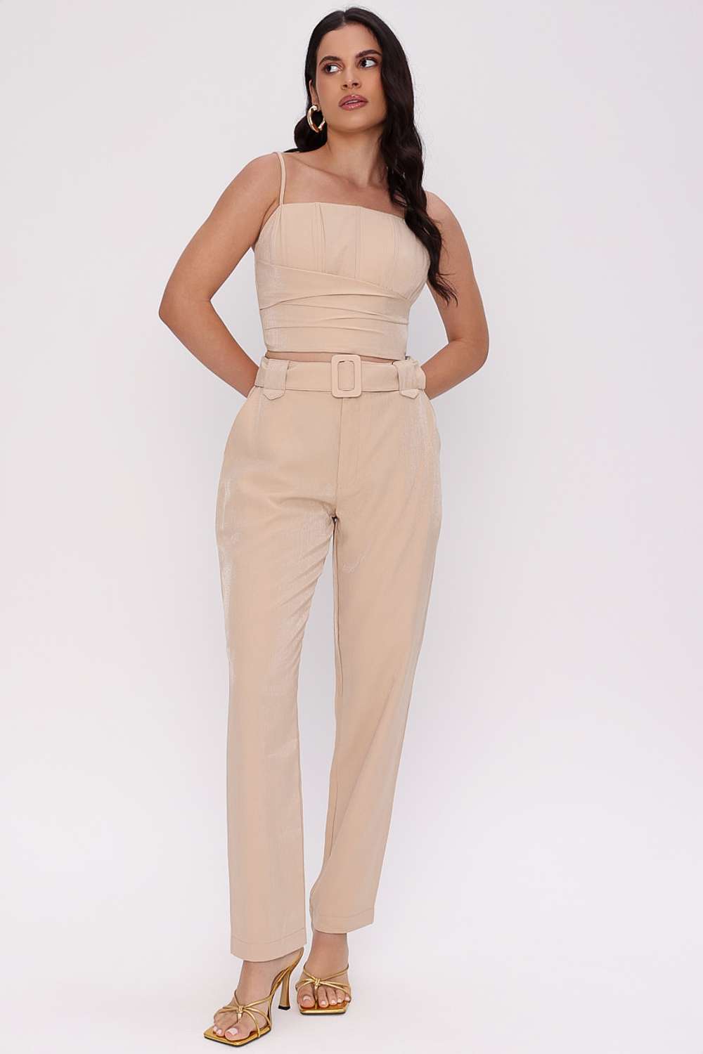 CALCA RETA COM CINTO MOONLIGHT