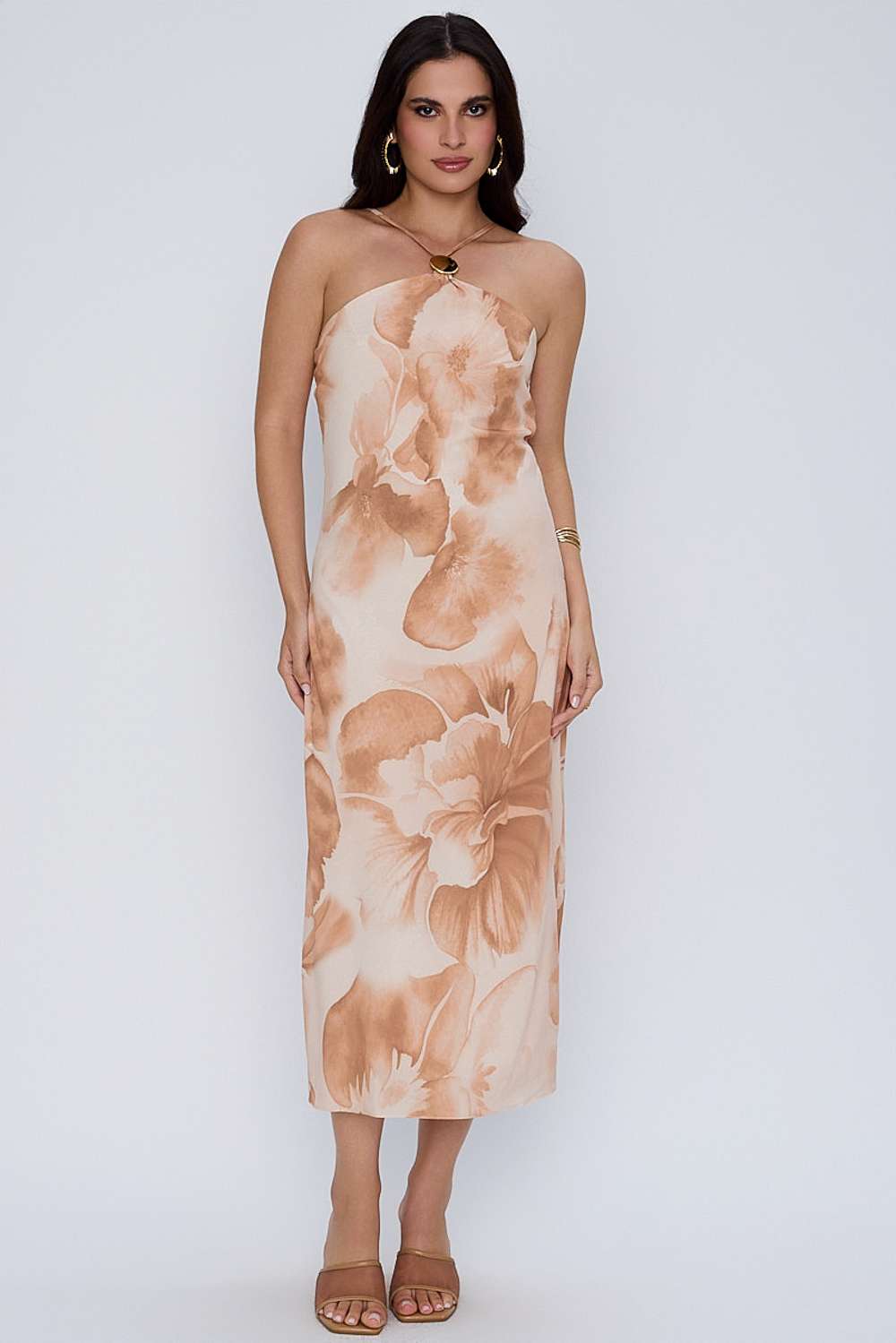 VESTIDO JUSTO MIDI FLORAL GLAM NOZ