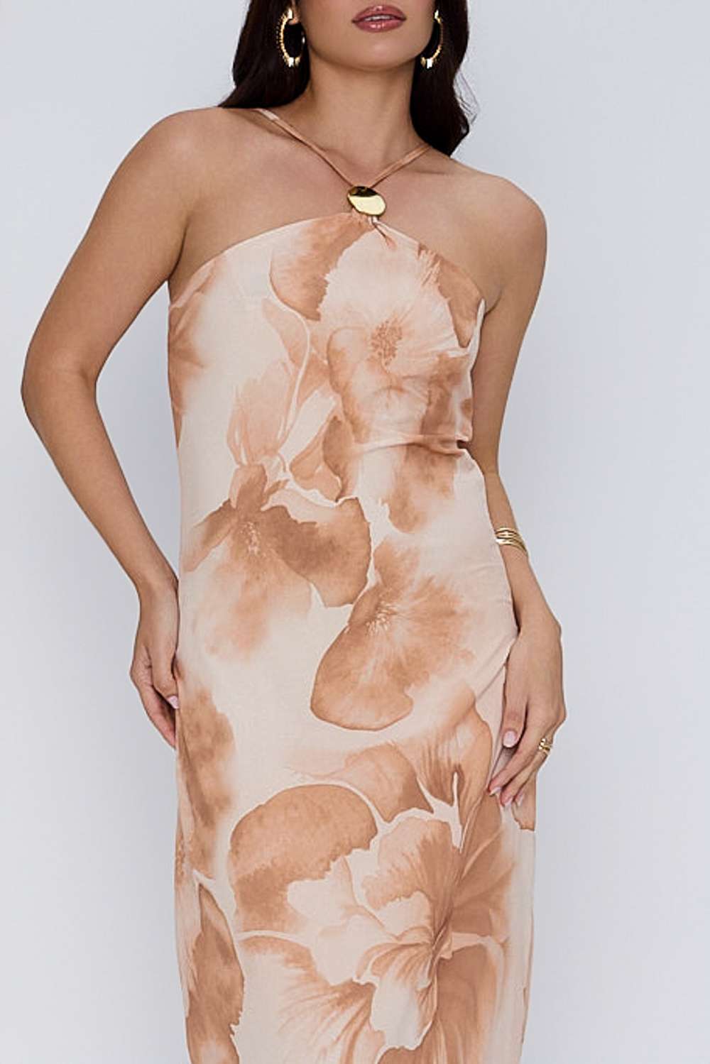 VESTIDO JUSTO MIDI FLORAL GLAM NOZ