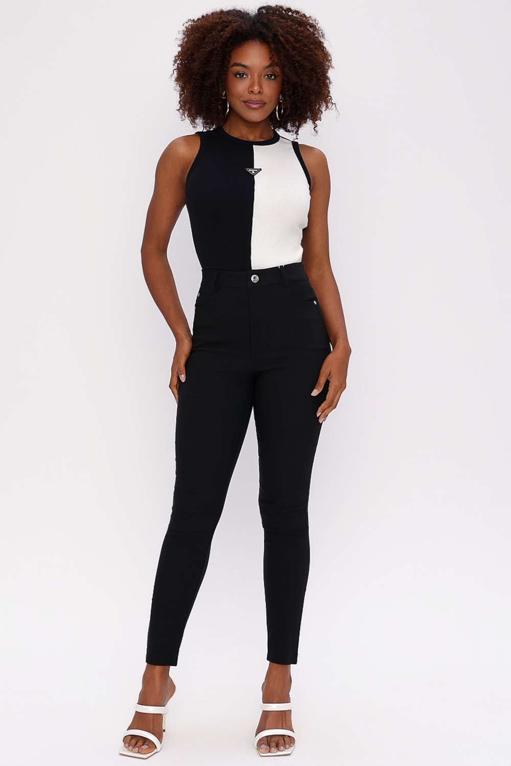 CALCA CIGARRETE COM ELASTANO PRETO