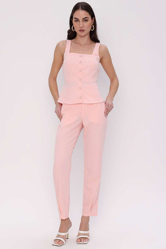 CALCA ALFAIATARIA PREGA BARRA ROSA FROST