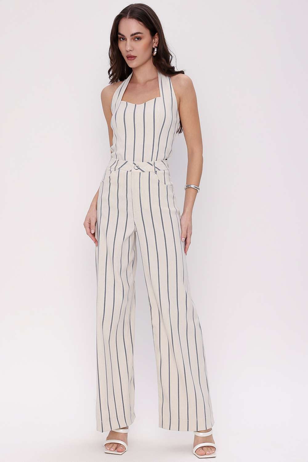 CALCA WIDE LEG STRIPPED PRETO