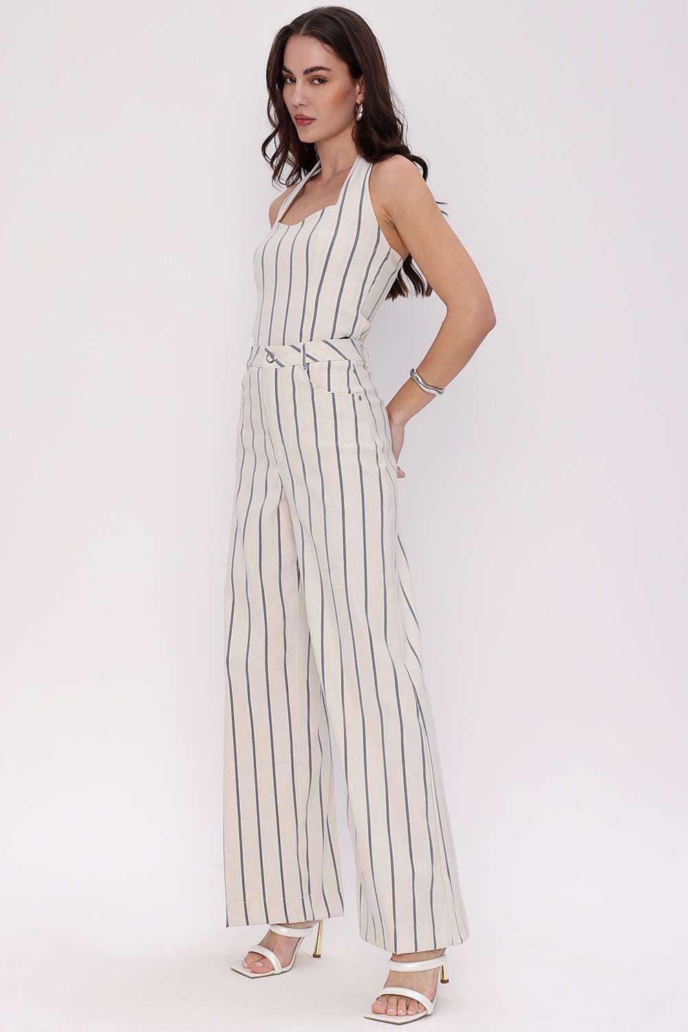 CALCA WIDE LEG STRIPPED PRETO