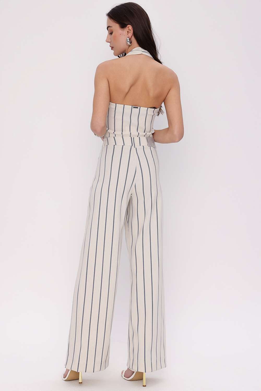 CALCA WIDE LEG STRIPPED PRETO
