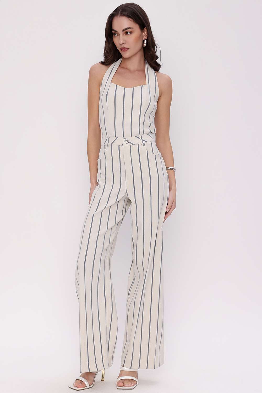 CALCA WIDE LEG STRIPPED PRETO