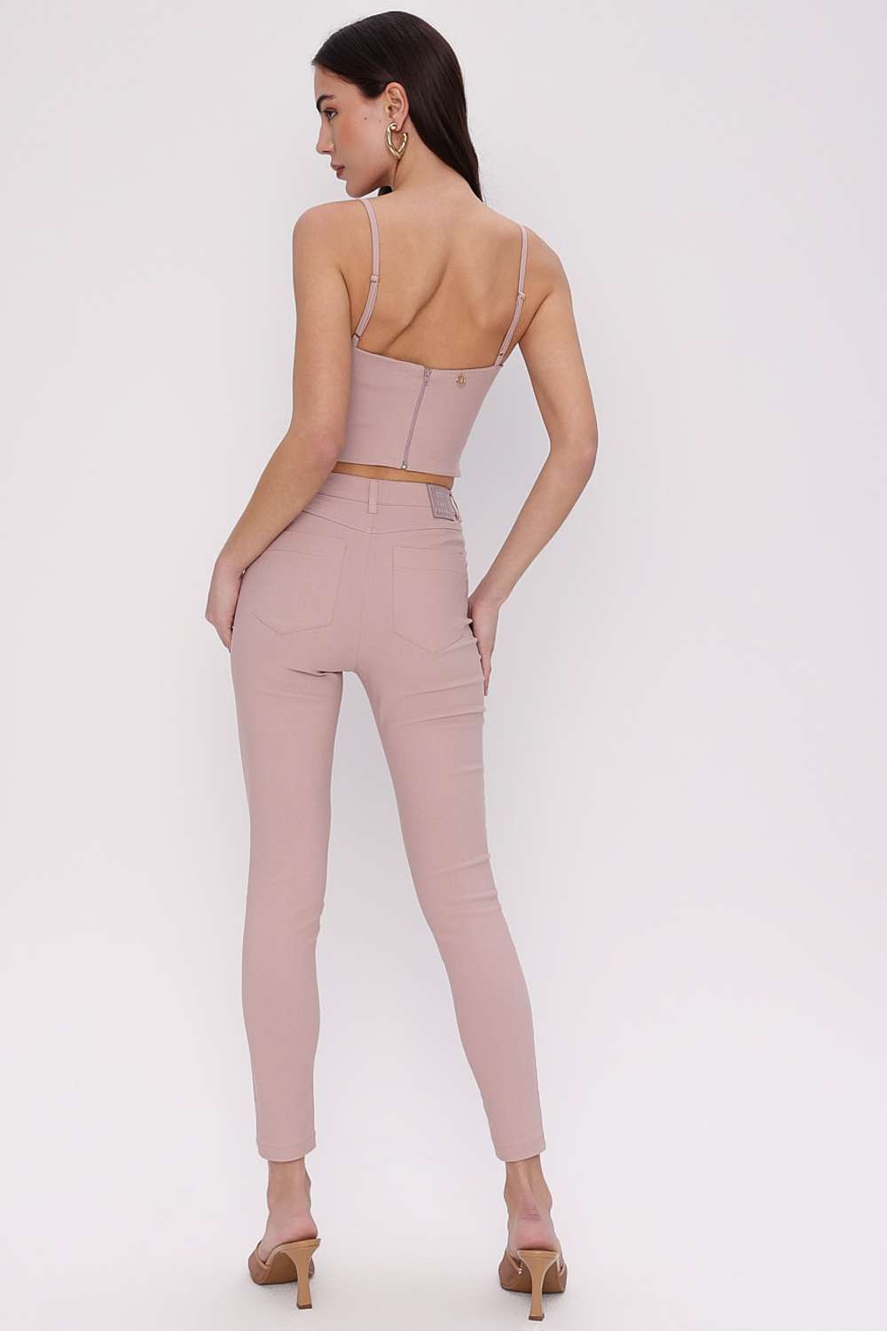 CALCA CIGARRETE PESPONTADA ROSA FROST