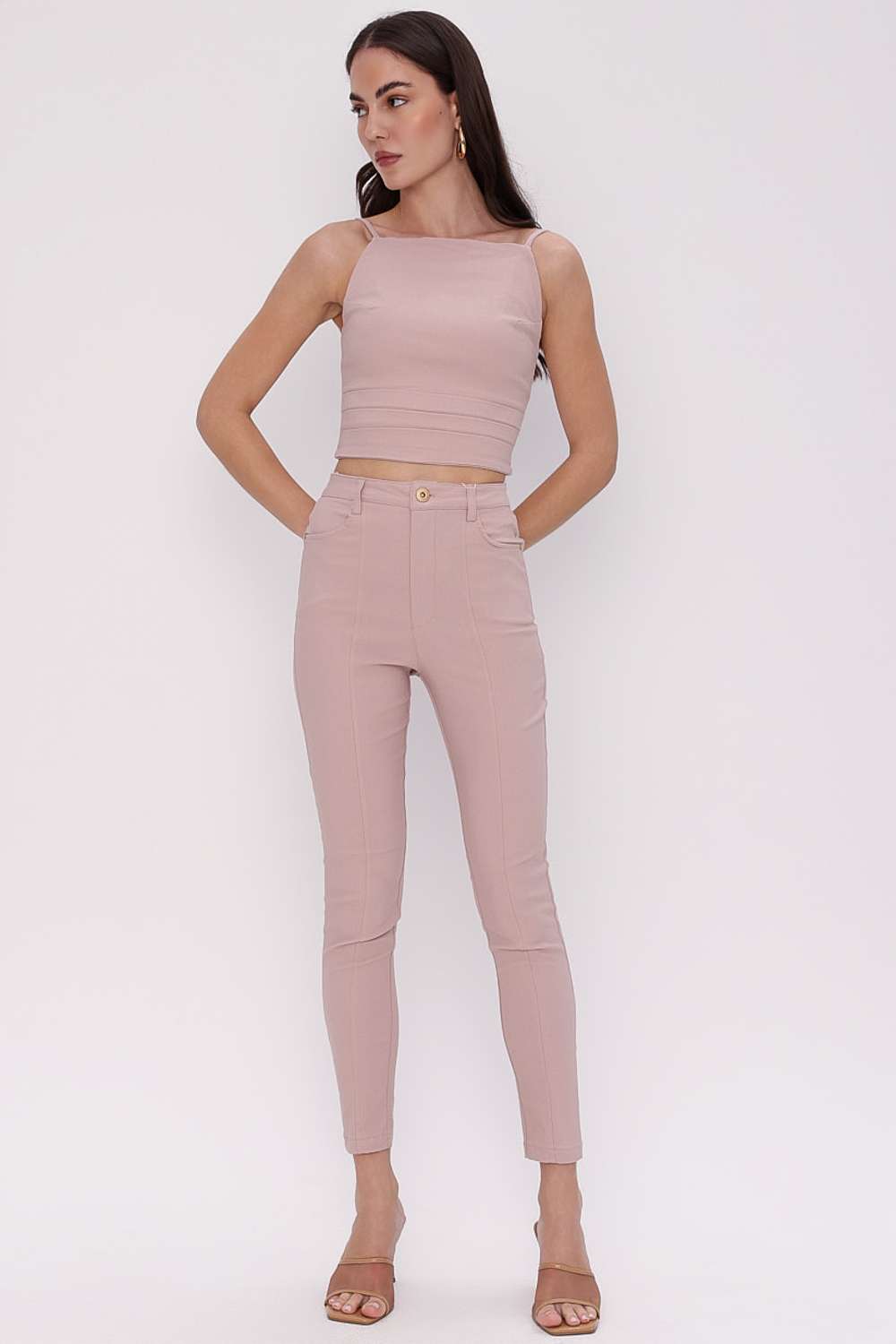 CALCA CIGARRETE PESPONTADA ROSA FROST