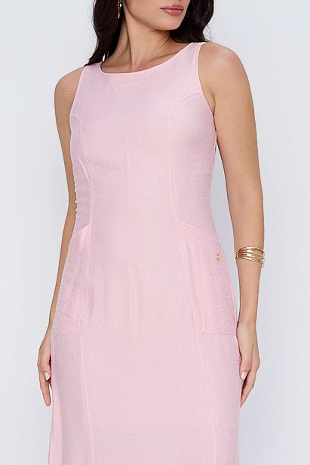 VESTIDO LONGO COM BOLSOS ROSA FROST