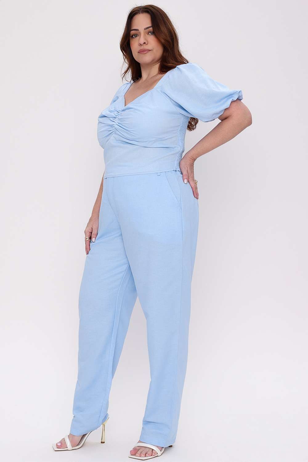 CALCA LINEN MAIS GATA AZUL ORFEU