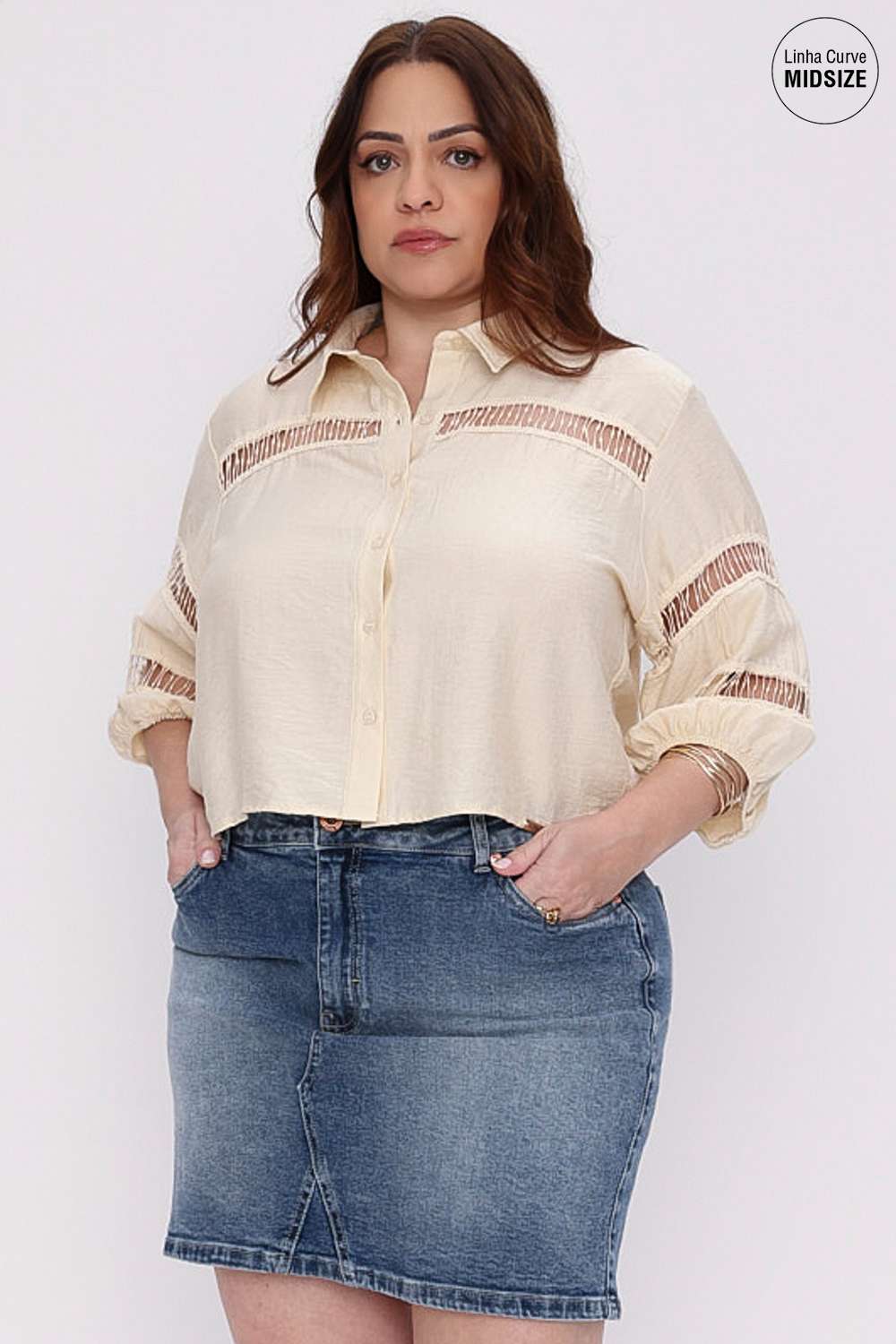 CAMISA RENDA CHIC MAIS GATA CREME