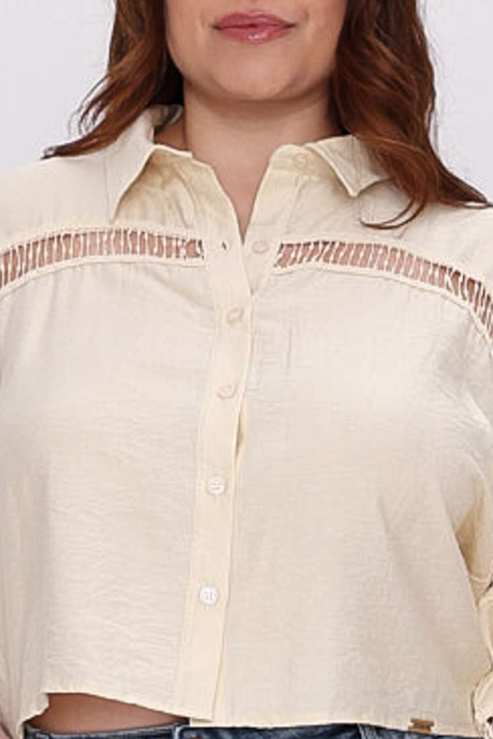 CAMISA RENDA CHIC MAIS GATA CREME
