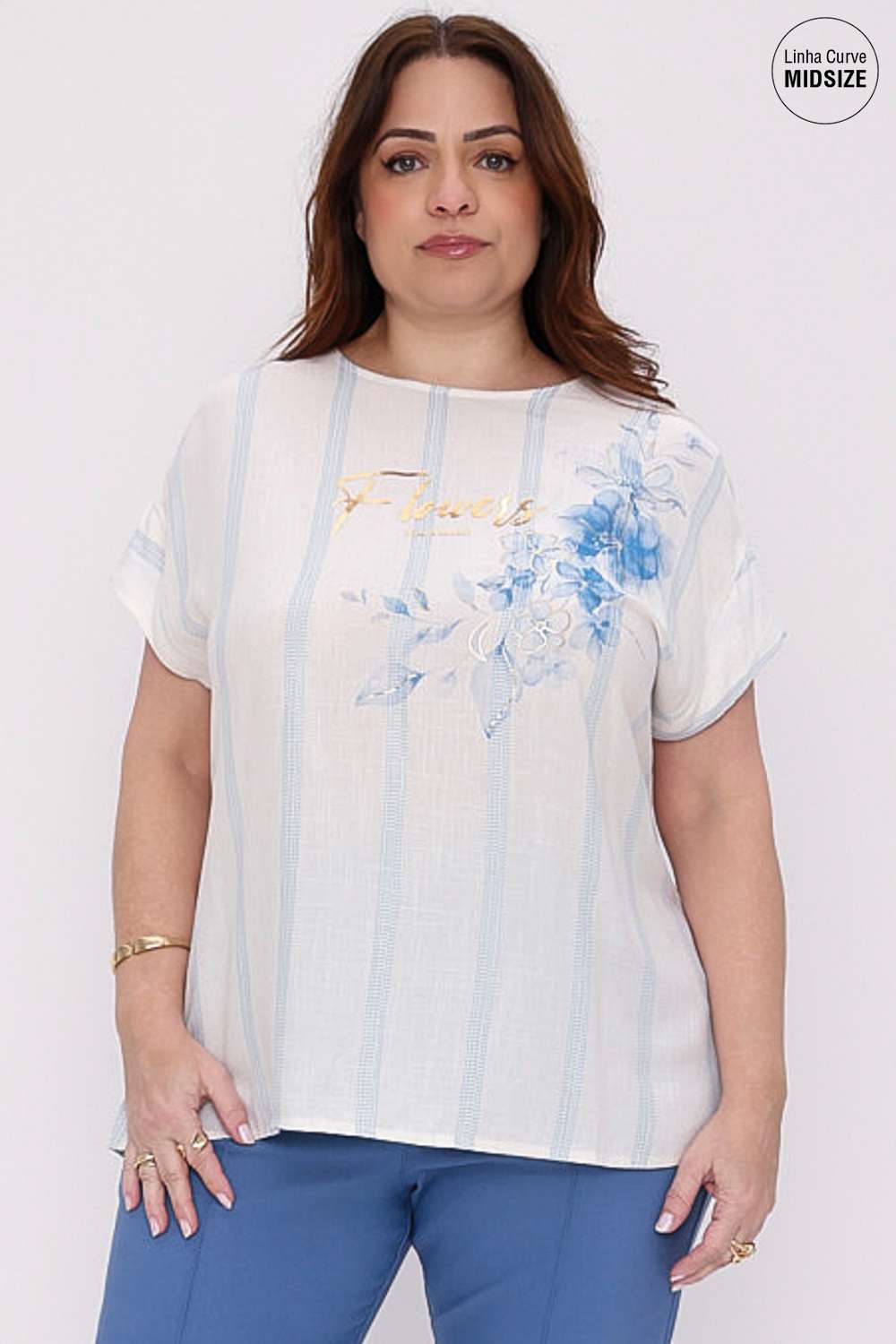 BLUSA FLOWERS MAIS GATA AZUL AURA