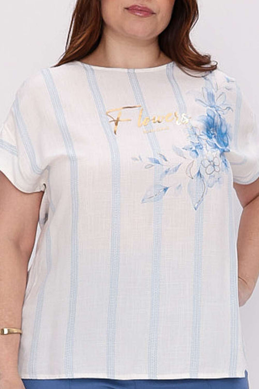 BLUSA FLOWERS MAIS GATA AZUL AURA