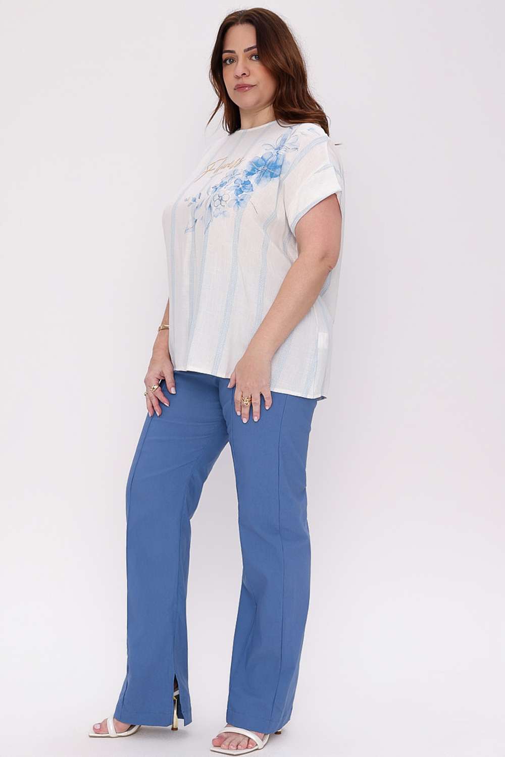 BLUSA FLOWERS MAIS GATA AZUL AURA