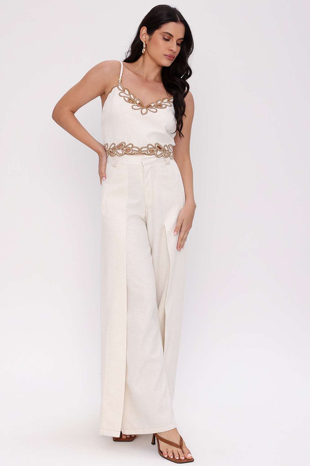 CALCA WIDE LEG VIRGINEA NATURAL