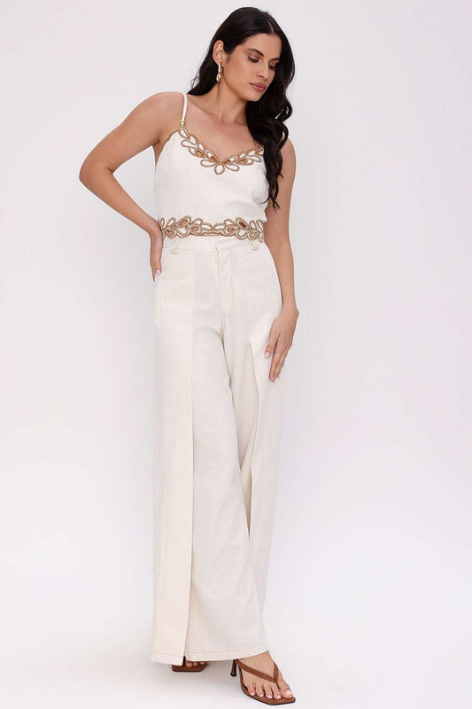 CALCA WIDE LEG VIRGINEA NATURAL