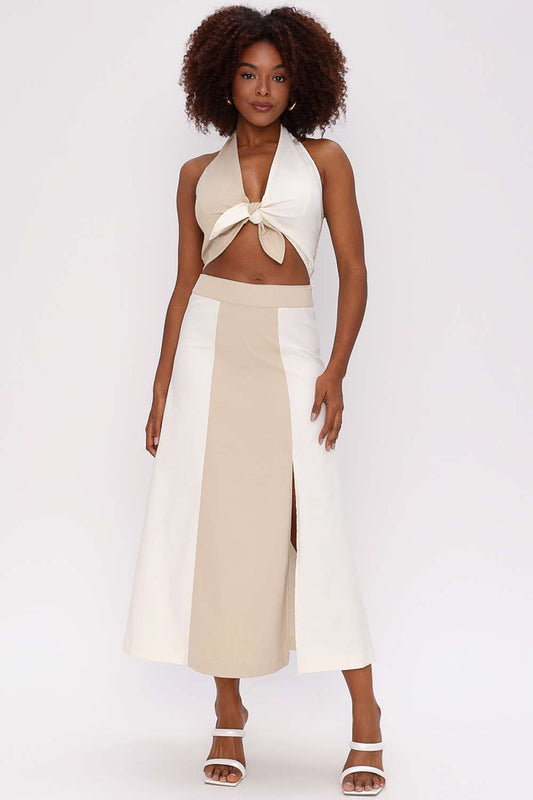 SAIA CONJUNTO BICOLOR OFF WHITE