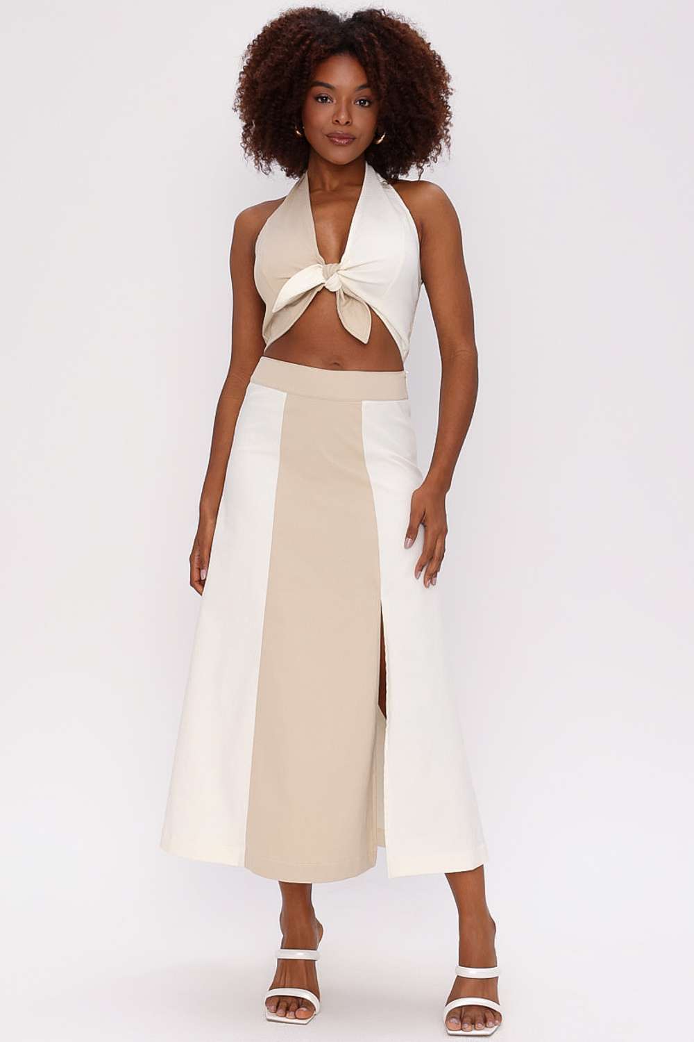 SAIA CONJUNTO BICOLOR OFF WHITE