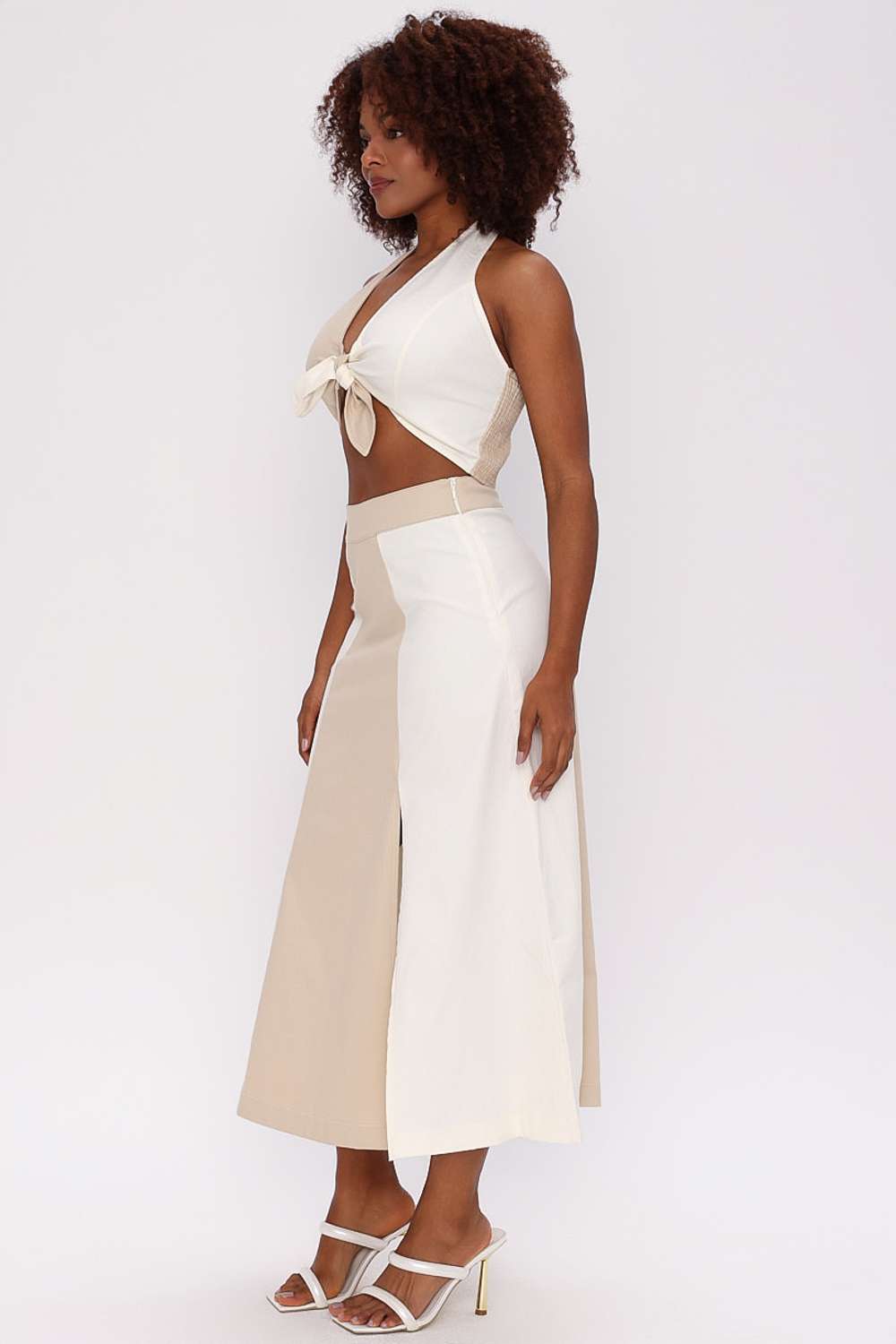 SAIA CONJUNTO BICOLOR OFF WHITE