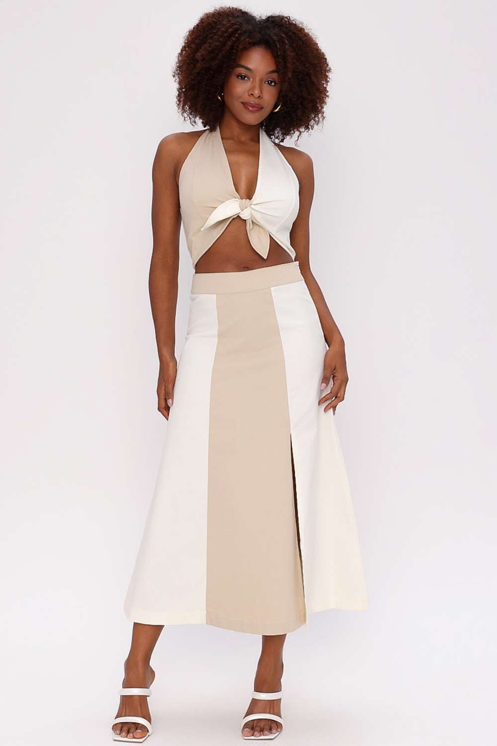 SAIA CONJUNTO BICOLOR OFF WHITE