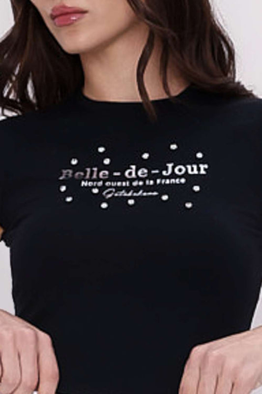 T SHIRT BELLE STRASS PRETO