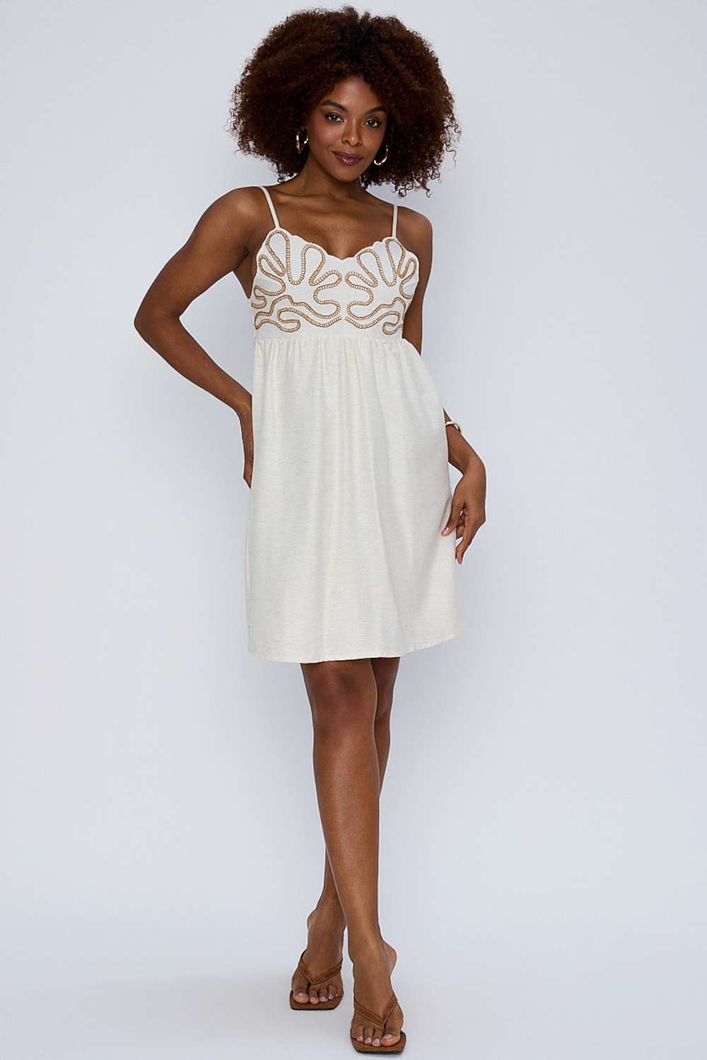 VESTIDO SOLTO BORDADO LIVRE NATURAL