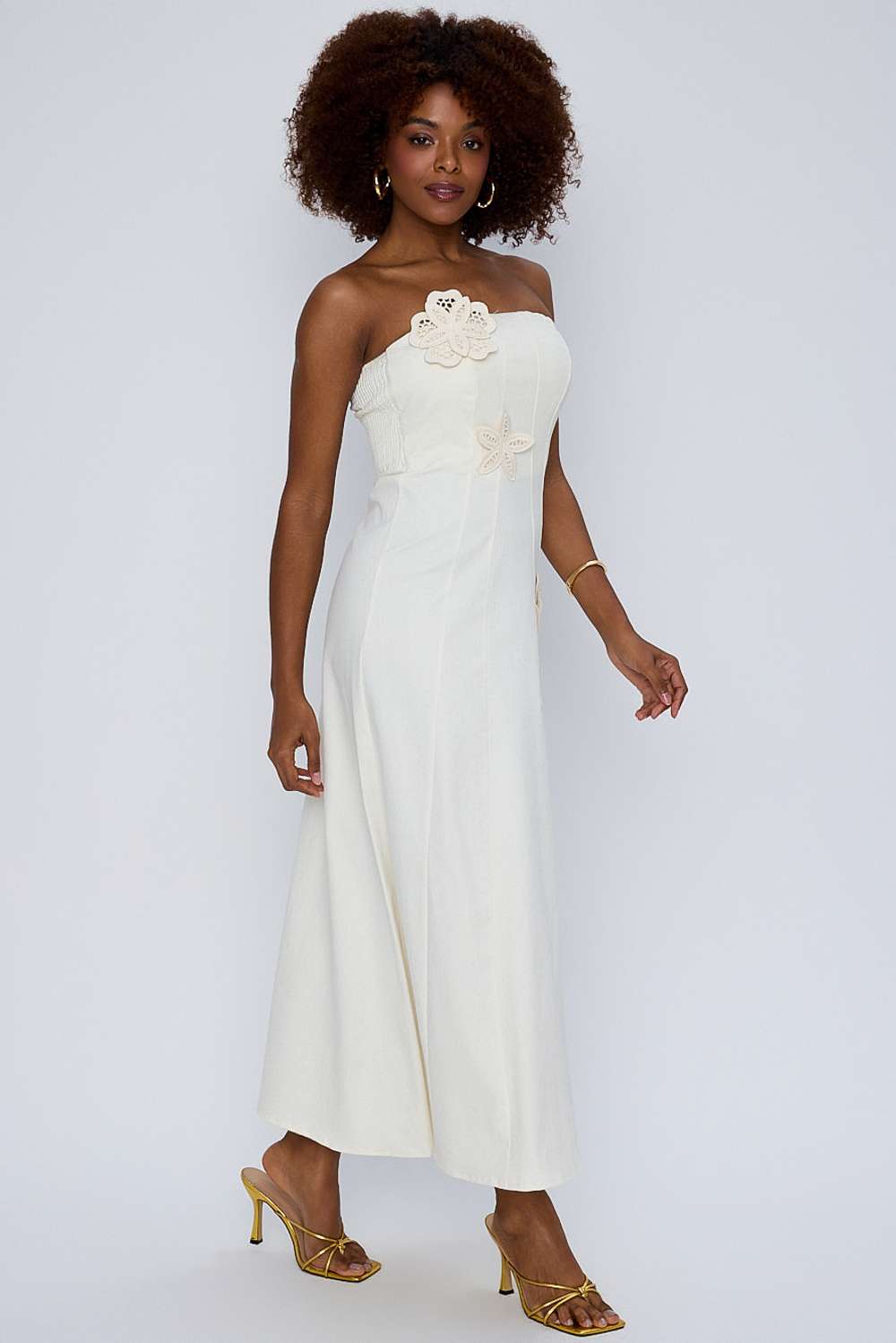 AGR VESTIDO SOLTO PREGAS OFF WHITE