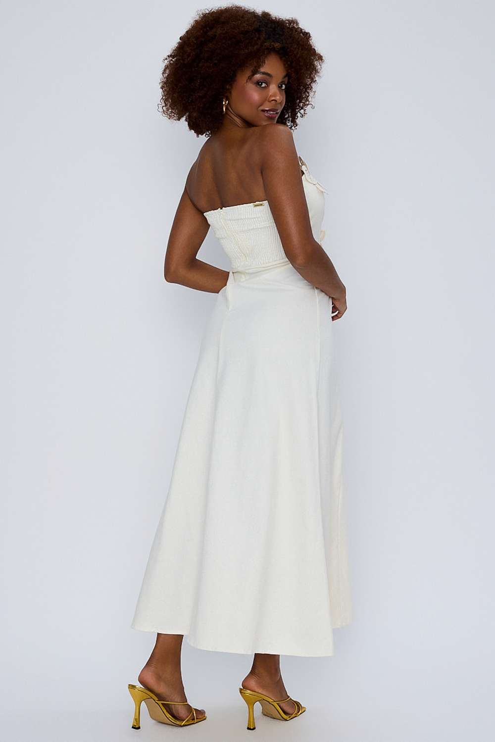 AGR VESTIDO SOLTO PREGAS OFF WHITE