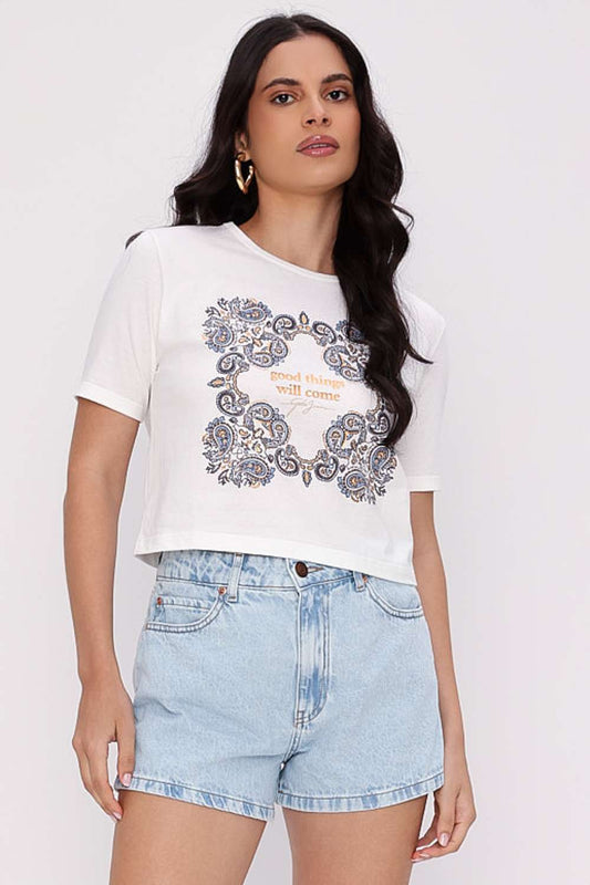 T SHIRT JEANS GATA OFF WHITE