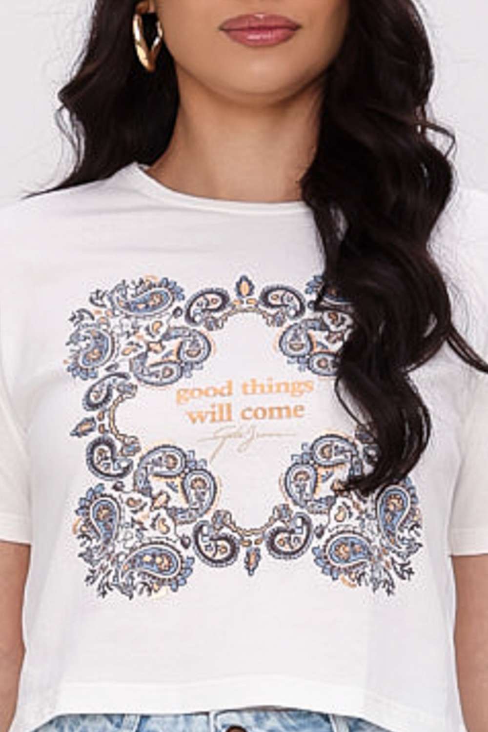 T SHIRT JEANS GATA OFF WHITE